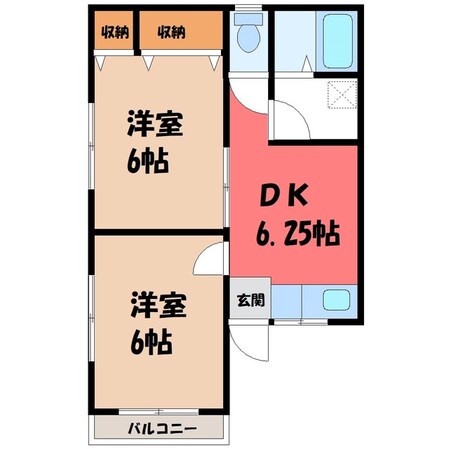 雀宮駅 徒歩29分 2階の物件間取画像